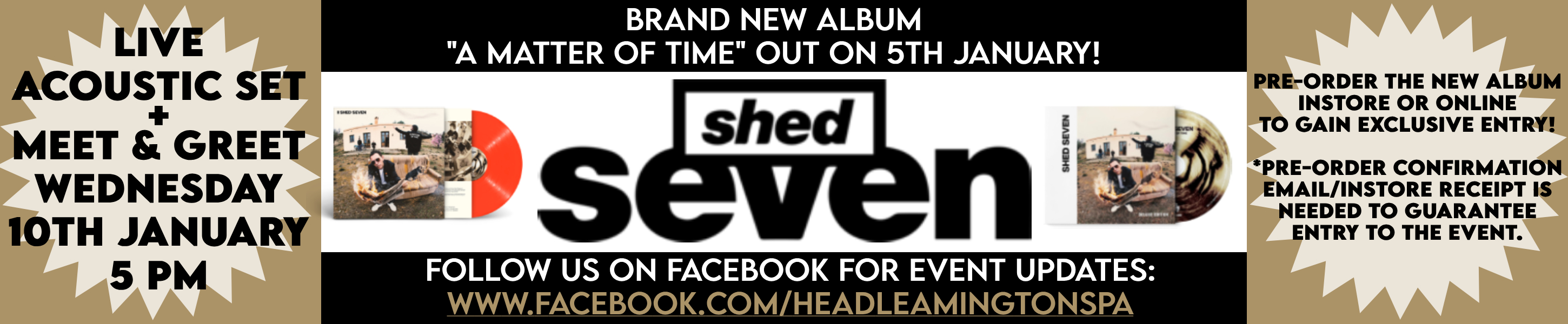 Shed Seven Live Acoustic Set + Meet & Greet Wednesday 10th January 5pm